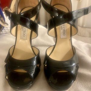 Jimmy Choo Black Patent Leather Platform Heels